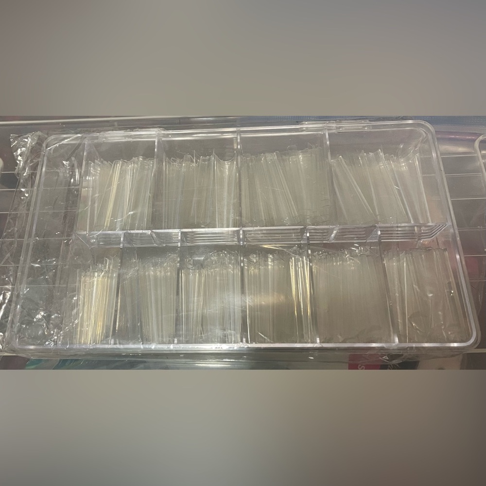 XXL Clear Coffin Straight Nail Tips  With Tip Container